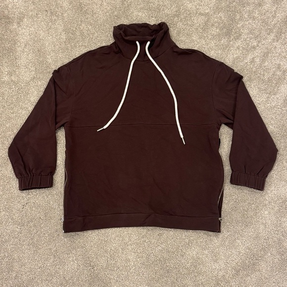 VARLEY Chocolate Plum Warwick Funnel Neck Pullover Side Zipper Sweatshirt Size M - Picture 5 of 11